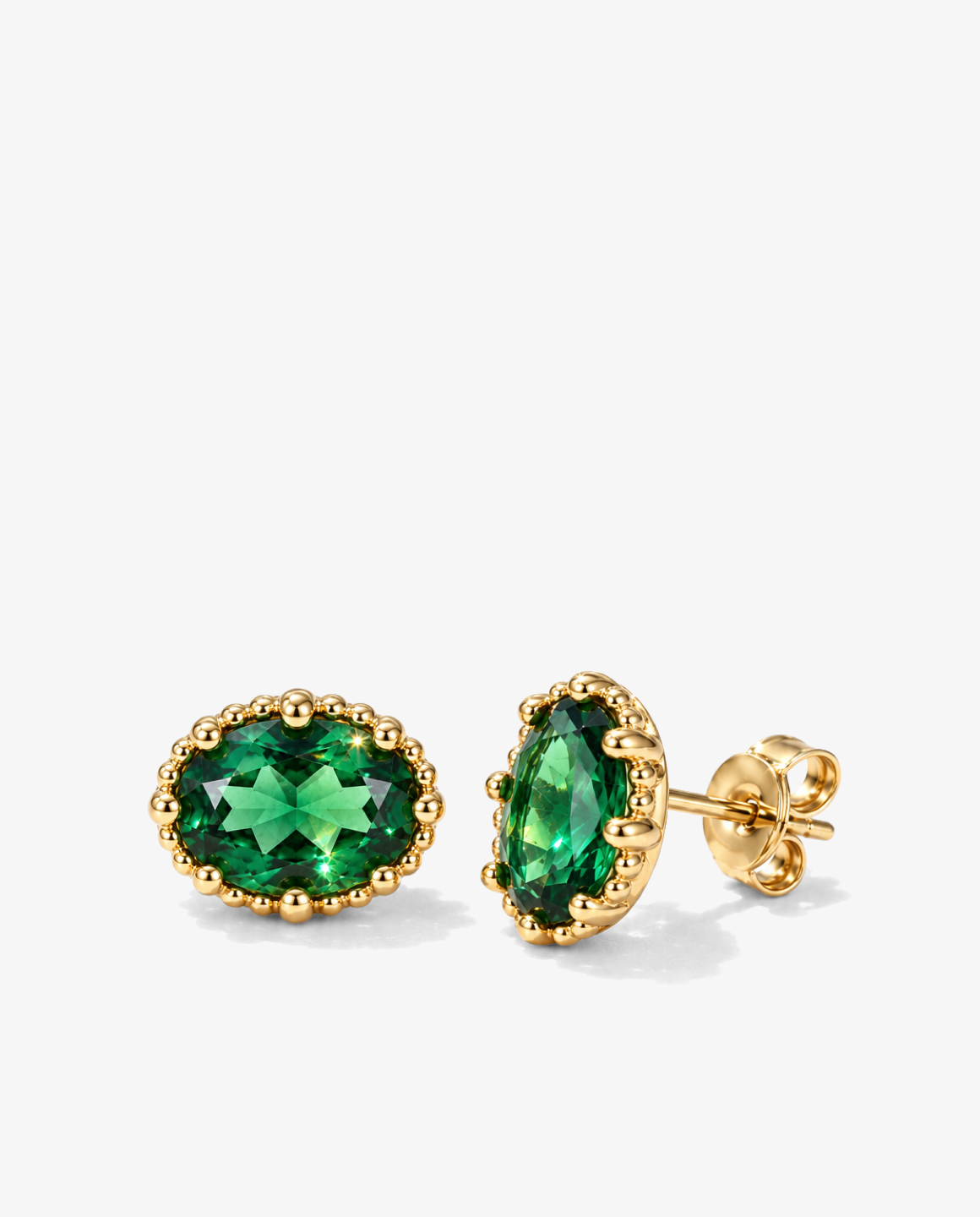 Green Crystal Oval Studs
