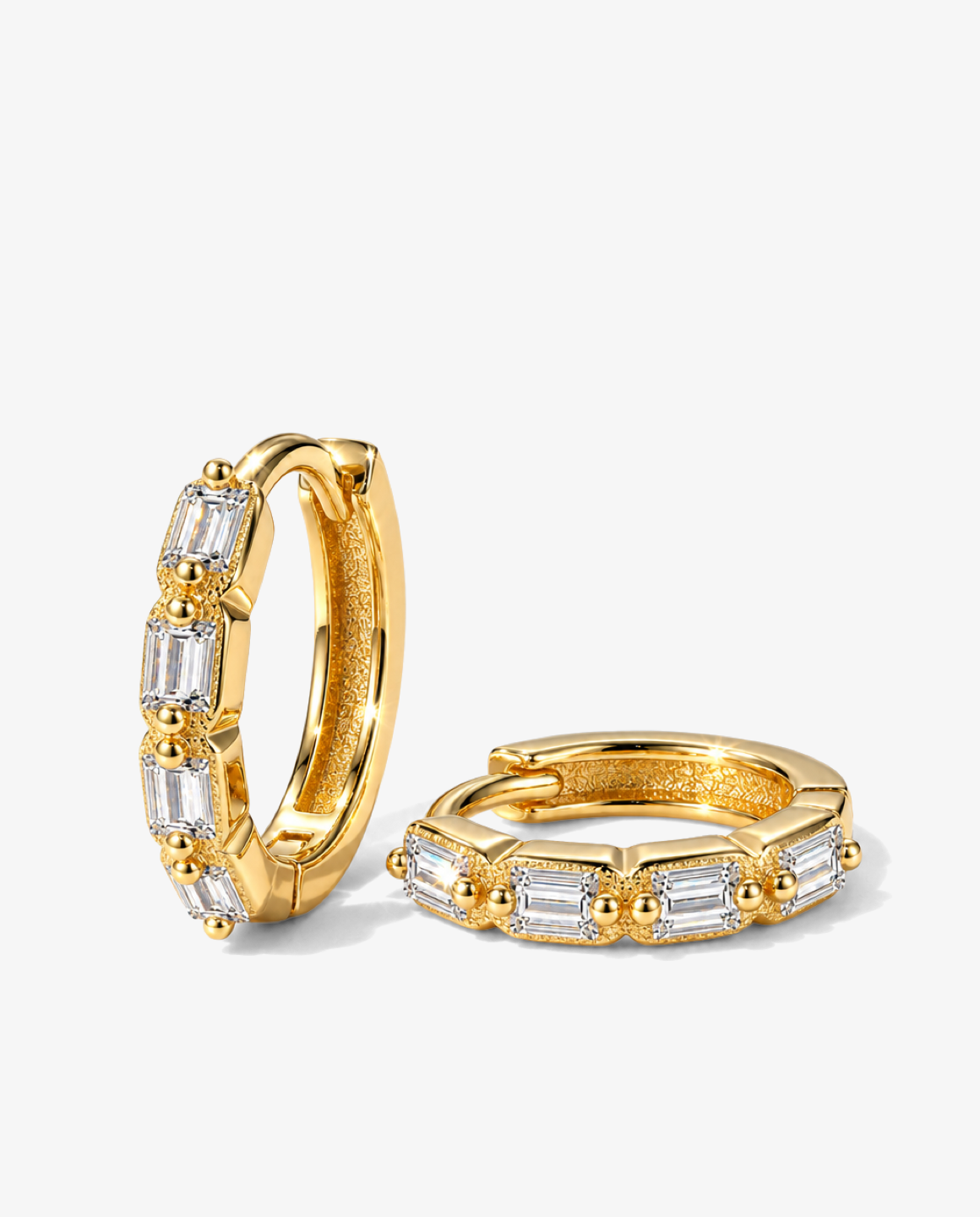 Baguette Zircon Hoop Earrings