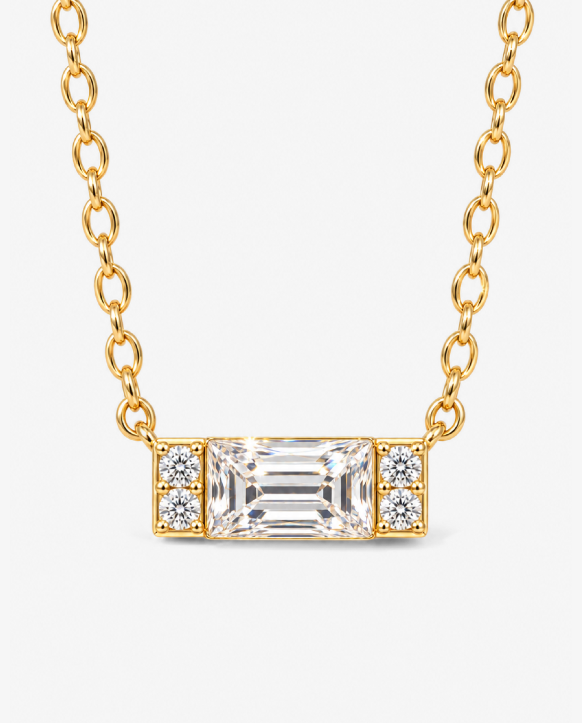 Baguette-Cut Pendant Necklace