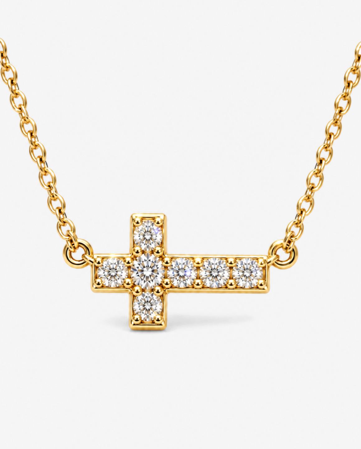 Horizontal Pavé Cross Necklace