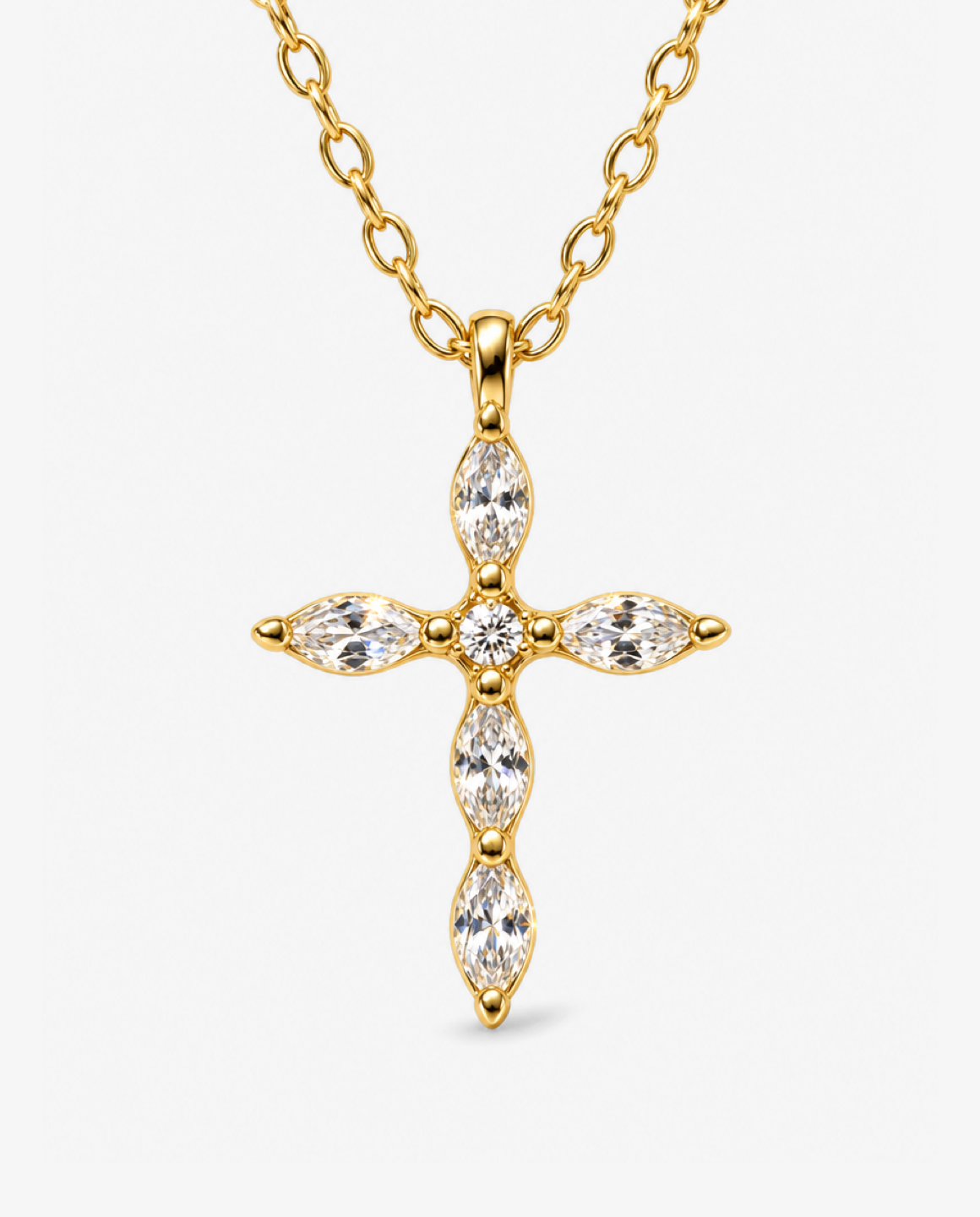 Flower Cross Pendant Necklace
