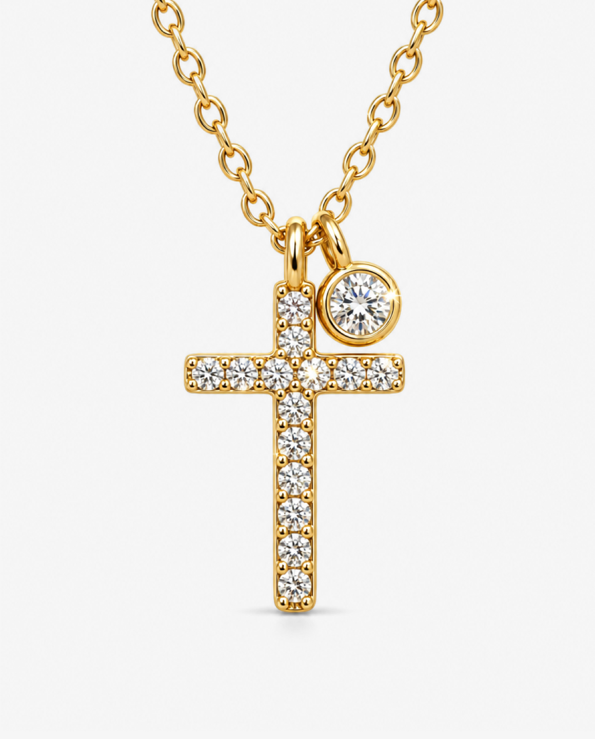 Pavé Cross & Stone Necklace