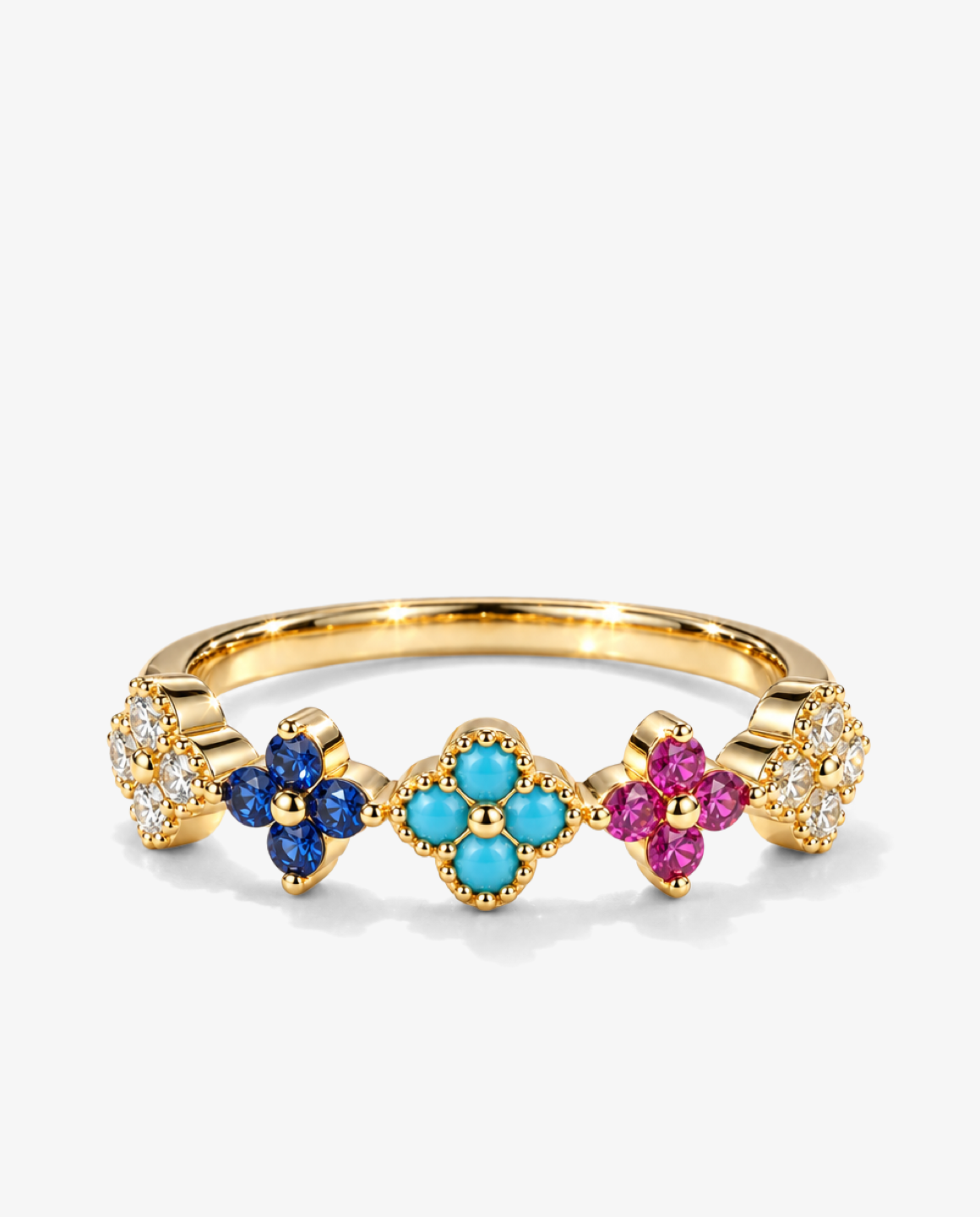 Colourful Clover Zircon Ring
