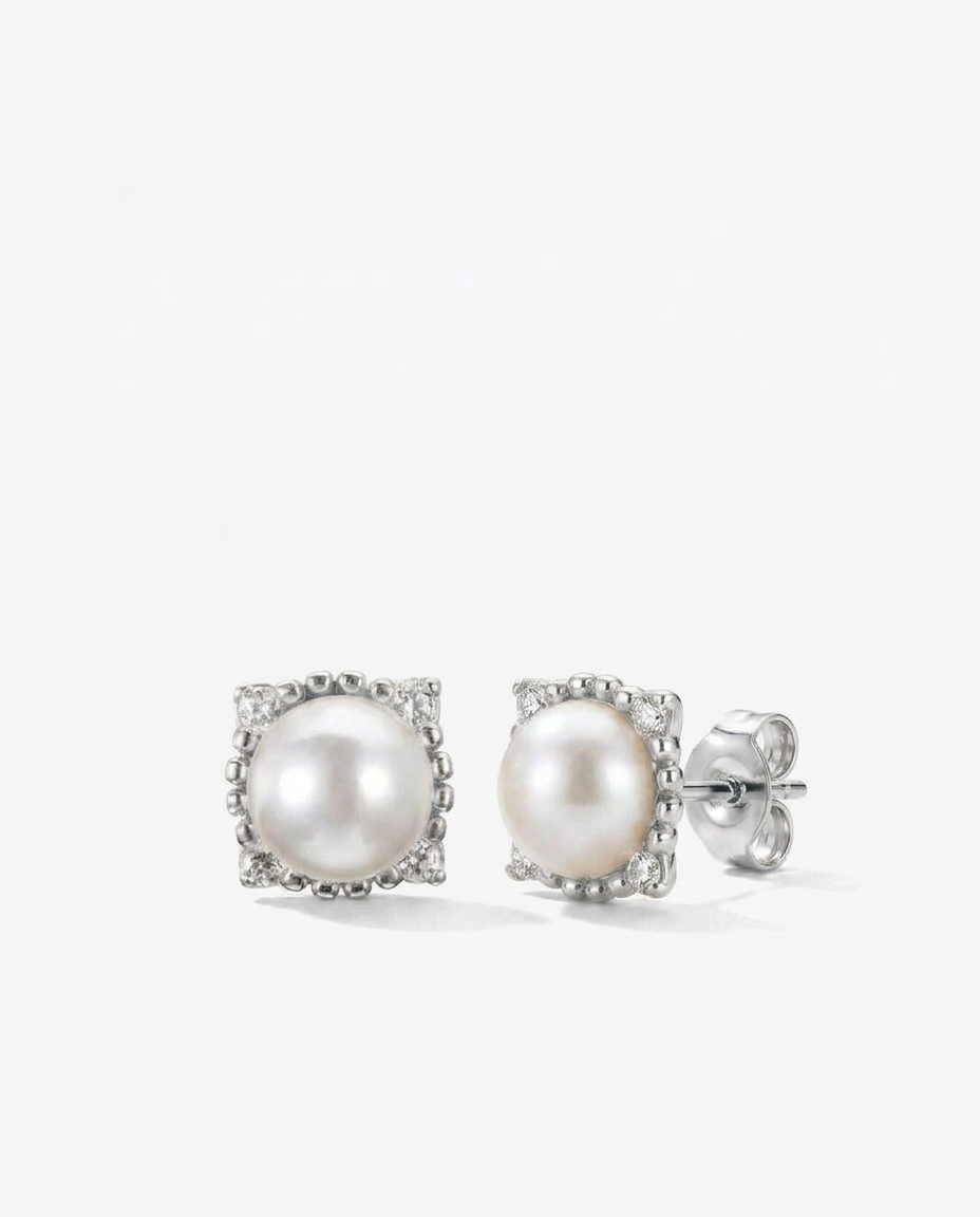 Pearl Square Stud Earrings