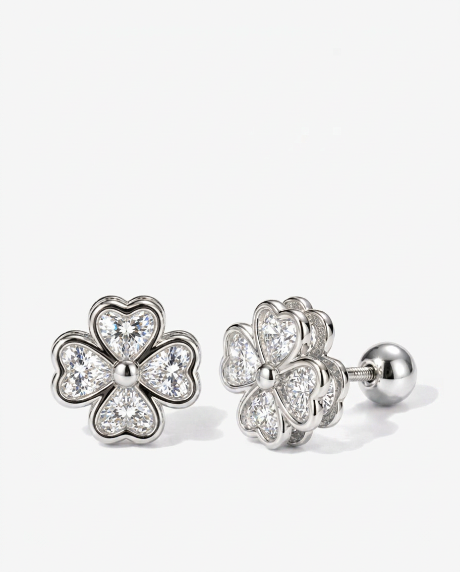 Heart Clover Studs