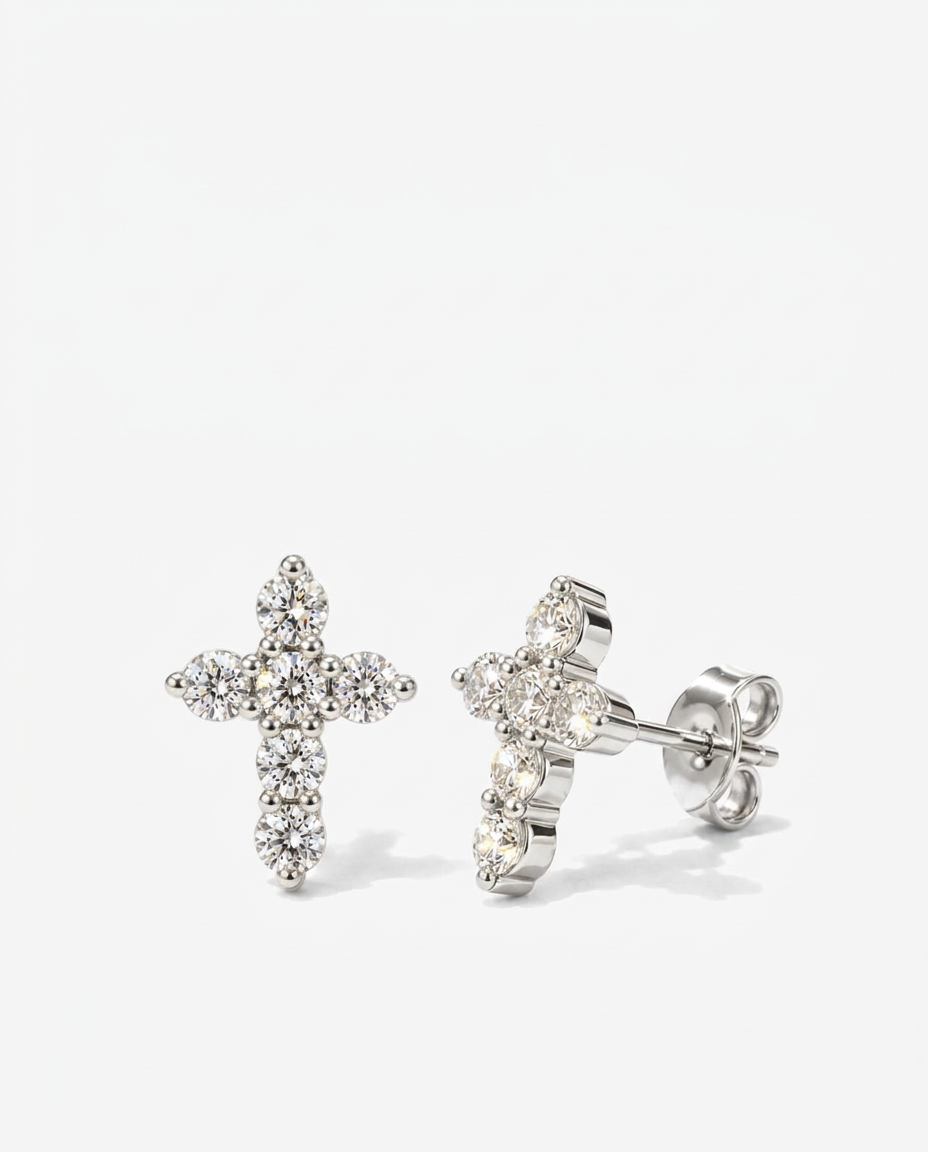 Sterling Cross Studs