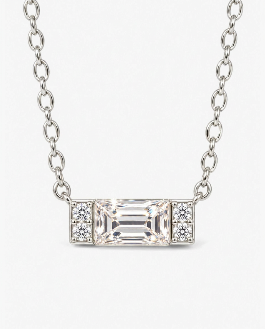 Baguette-Cut Pendant Necklace