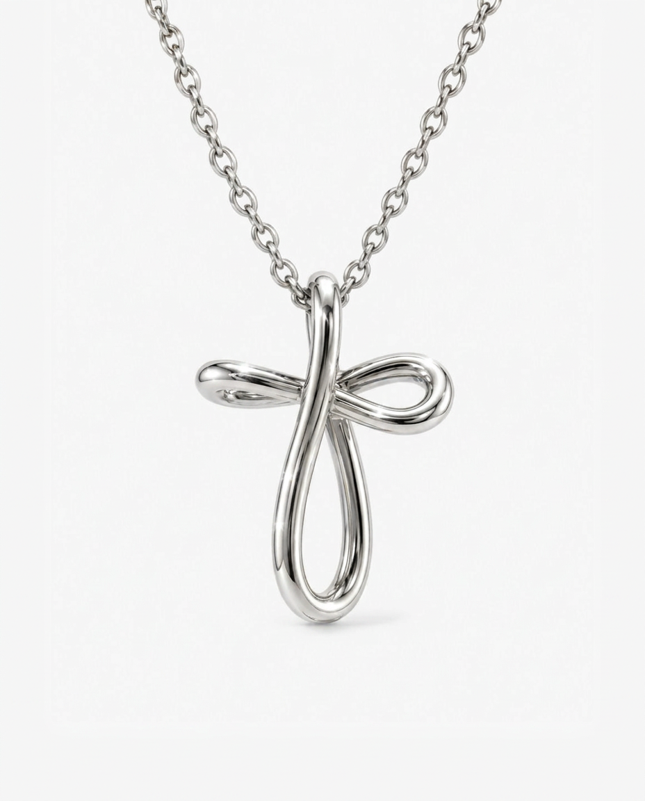 Ribbon Cross Pendant Necklace