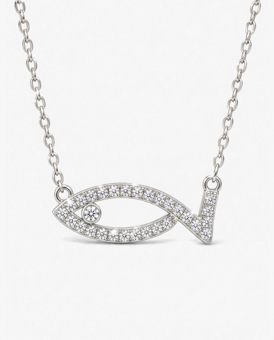 Pavé Fish Pendant Necklace