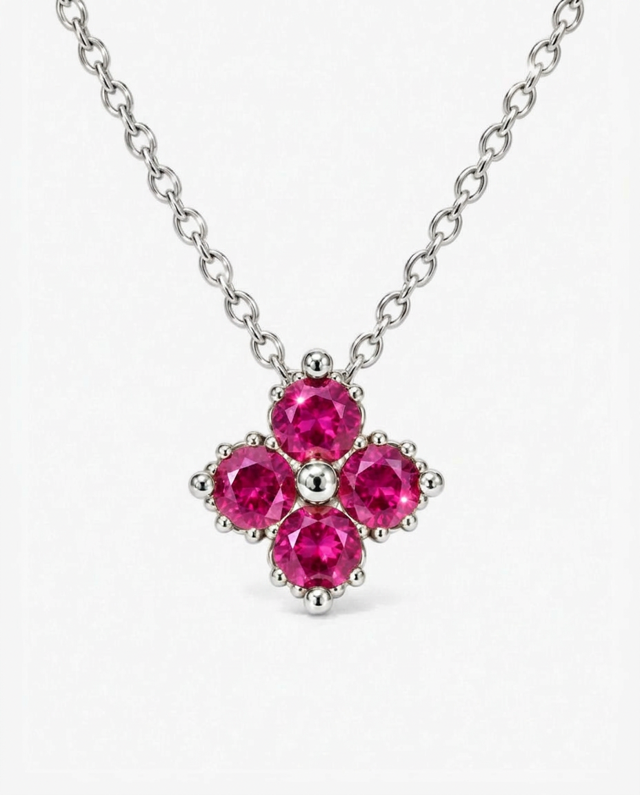 Pomegranate Clover Necklace