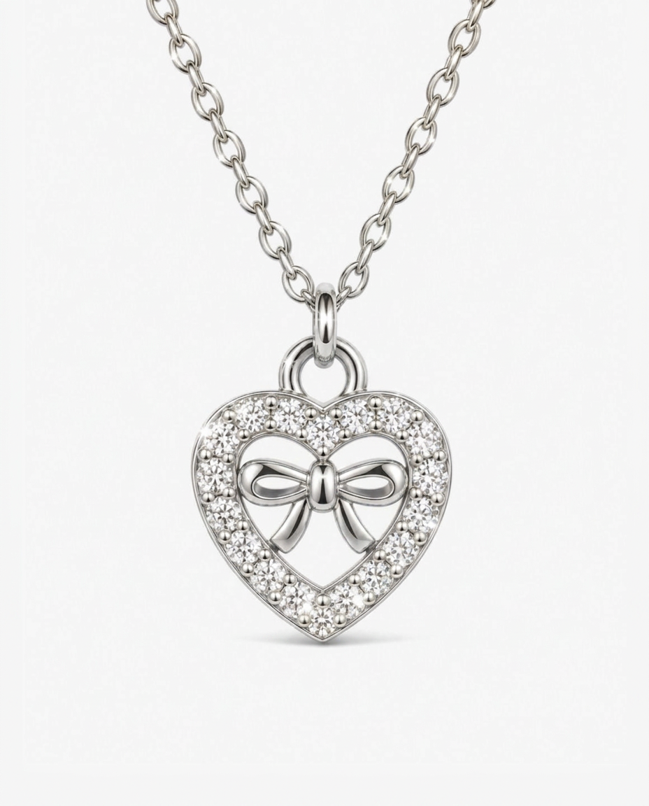 Bow Heart Necklace