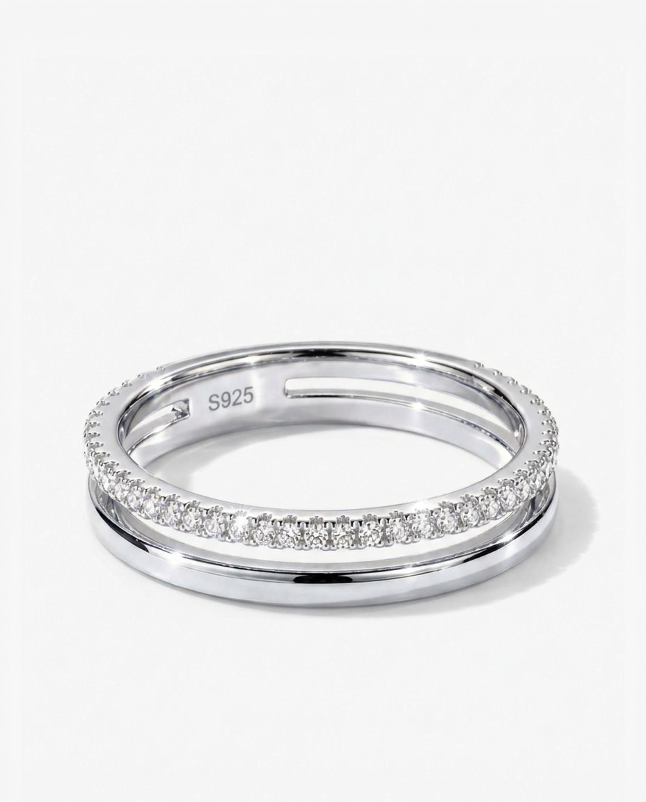 Double Band Pavé Ring