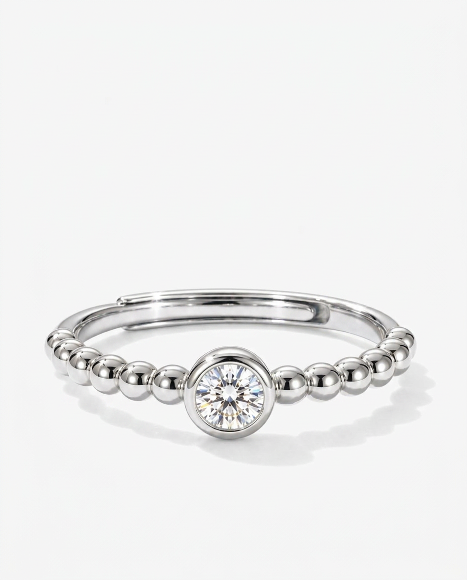 Beaded Solitaire Ring