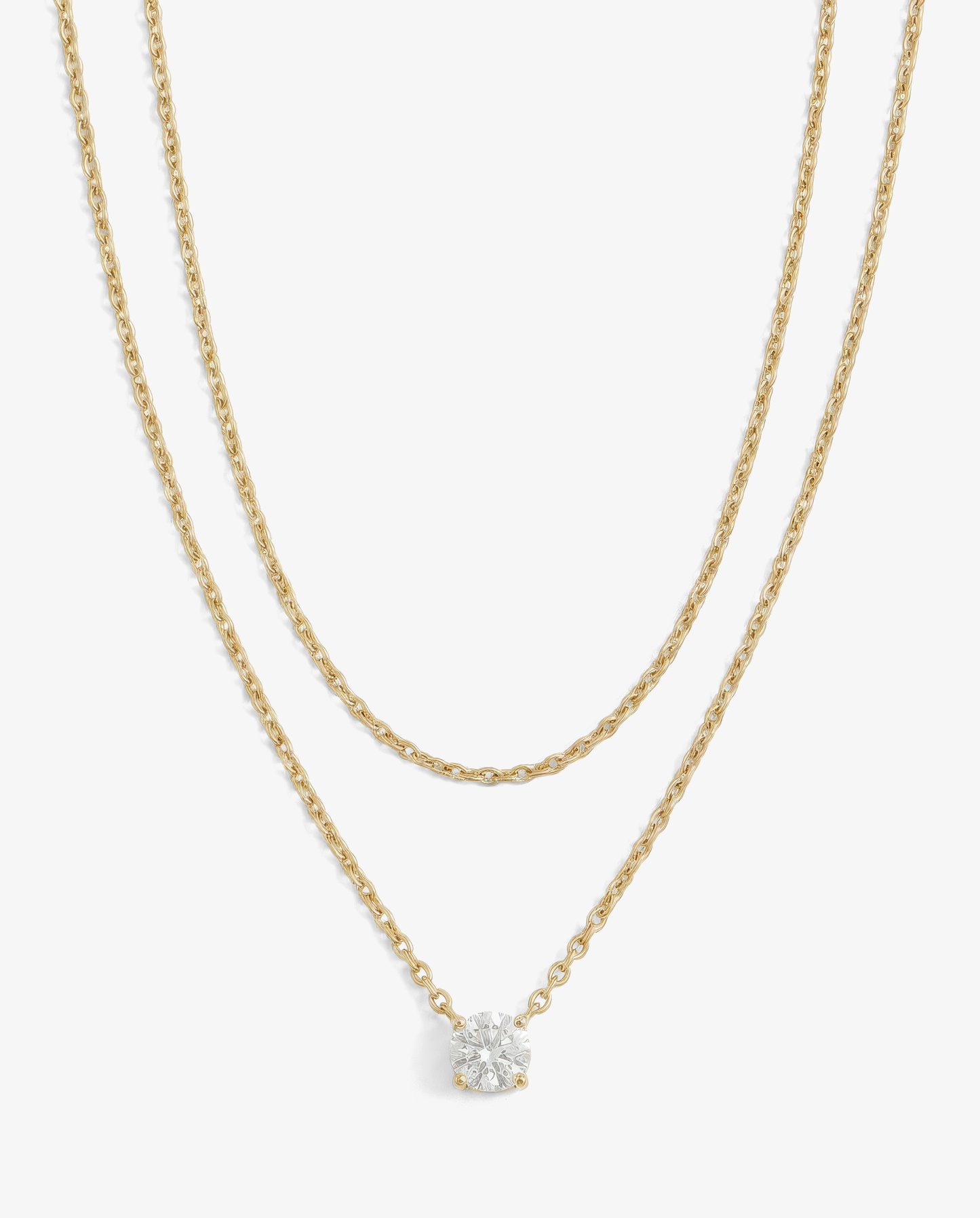 Everyday Solitaire & Cable Necklace Set