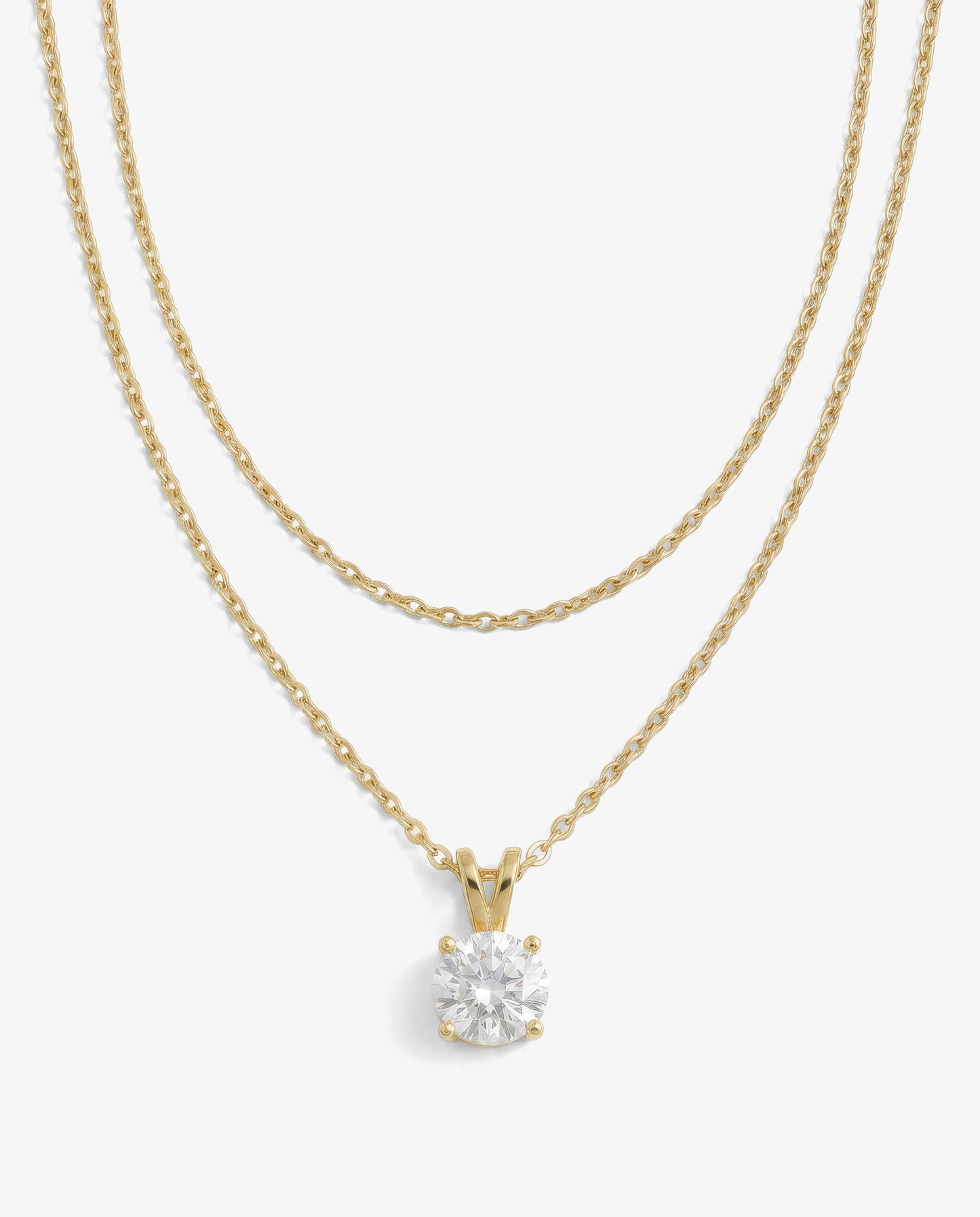 Solitaire & Cable Necklace Set