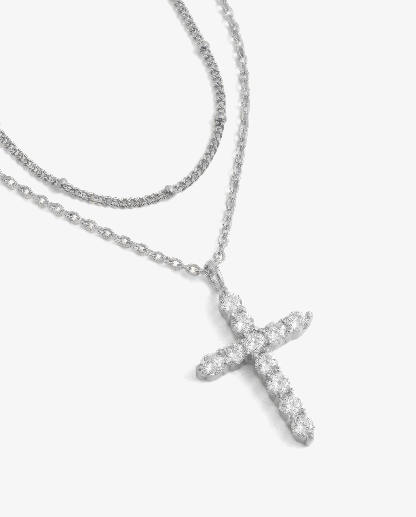 Pavé Cross & Satellite Necklace Set