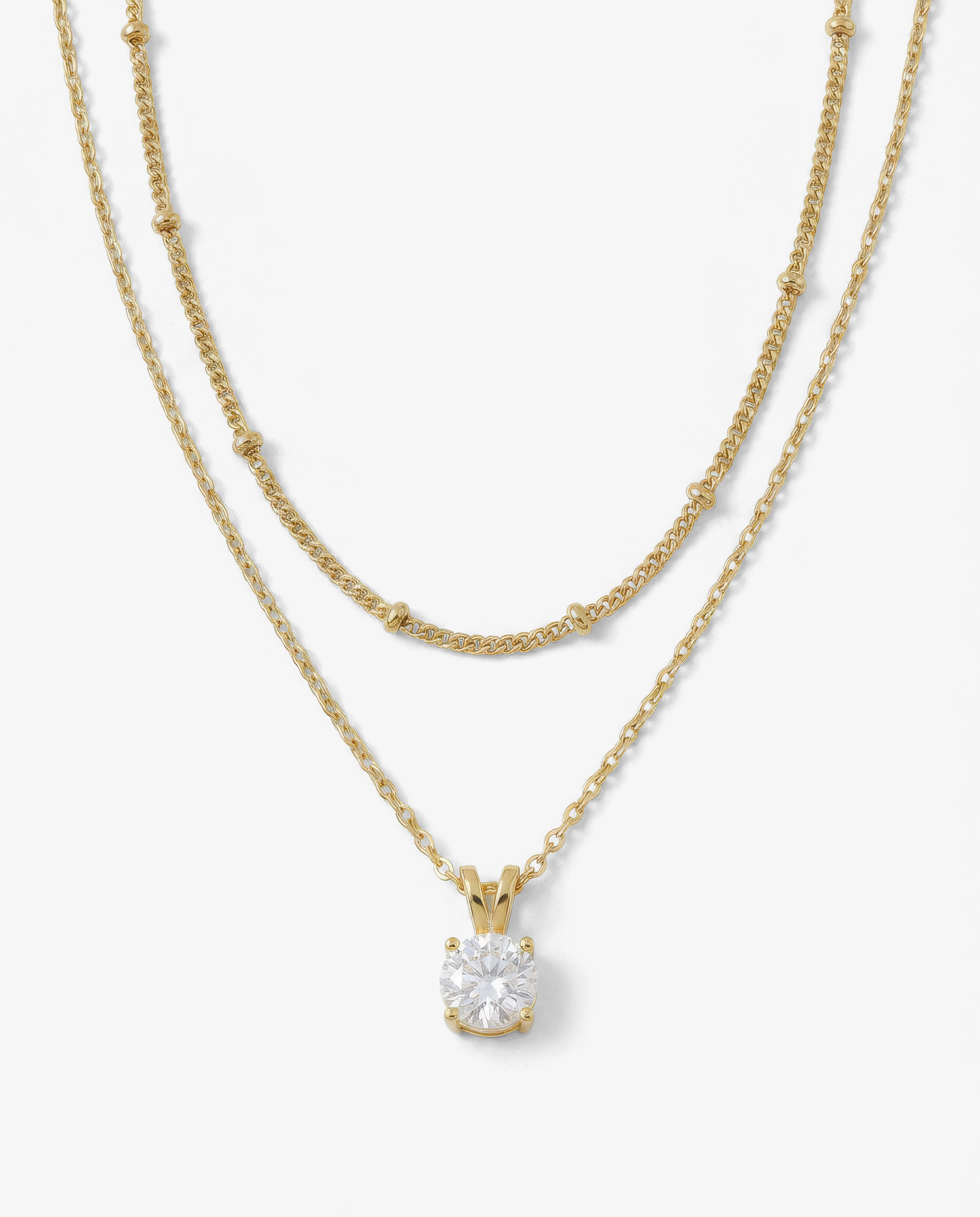 Solitaire & Satellite Necklace Set