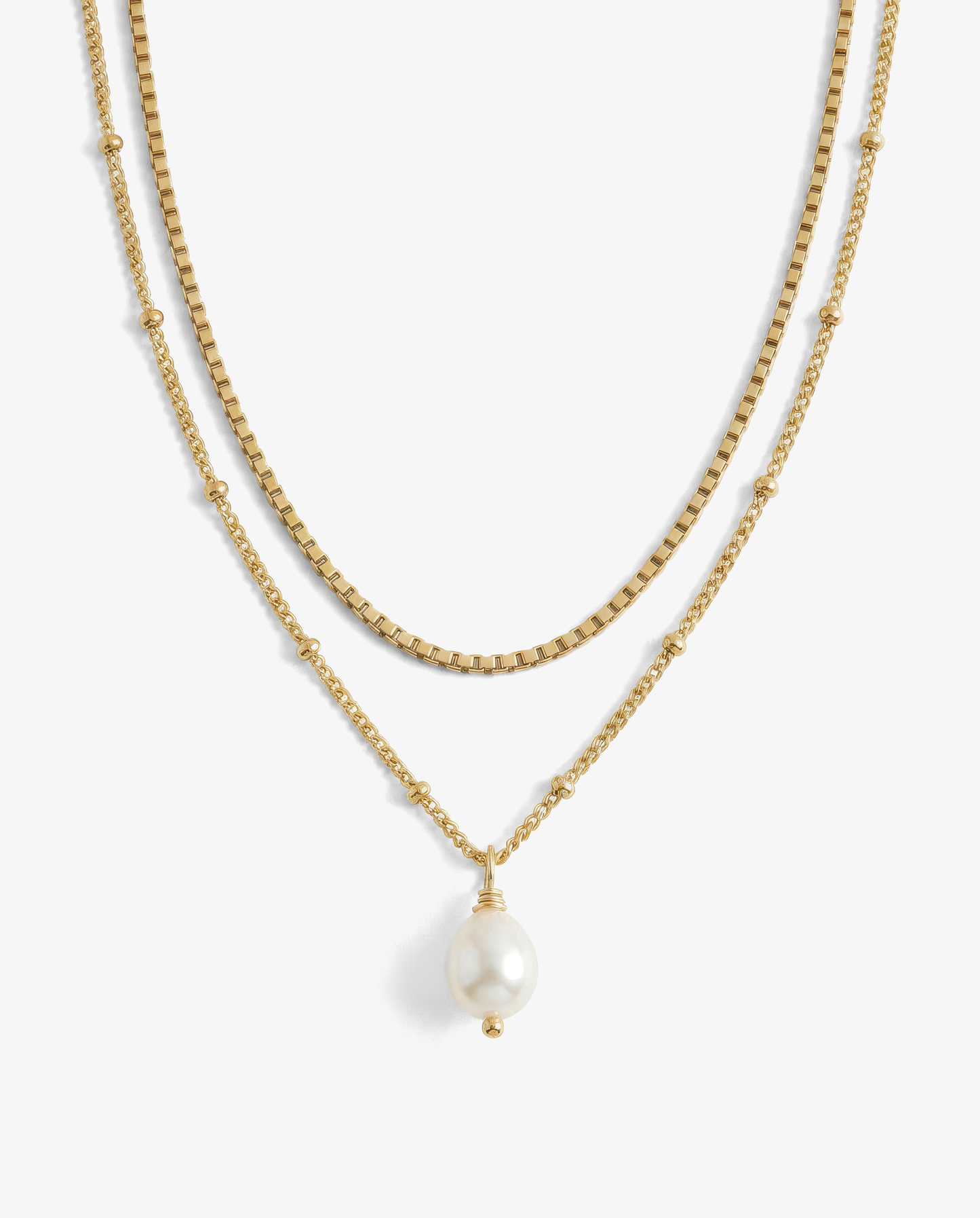Pearl & Box Necklace Set