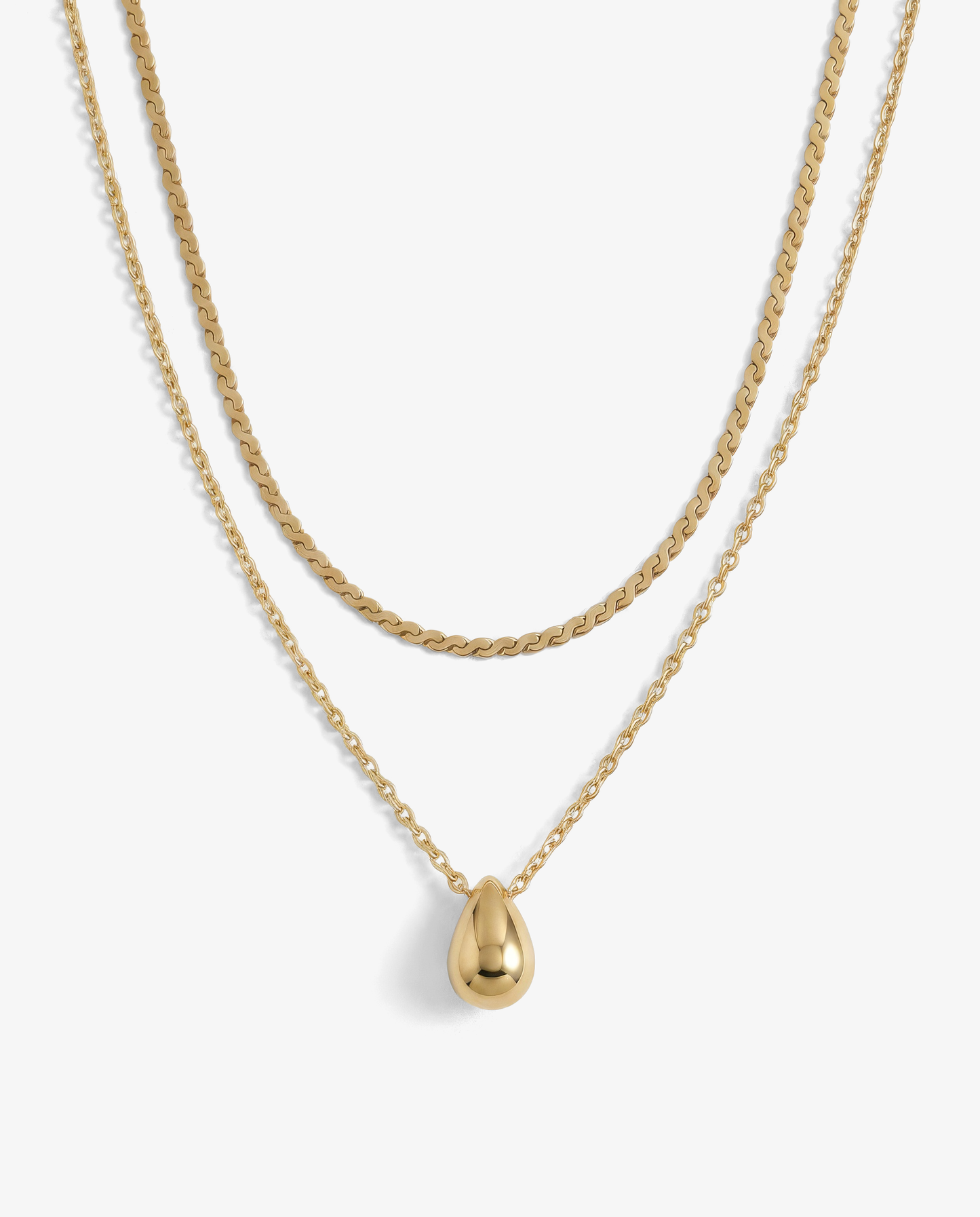 Pear & S-Chain Necklace Set