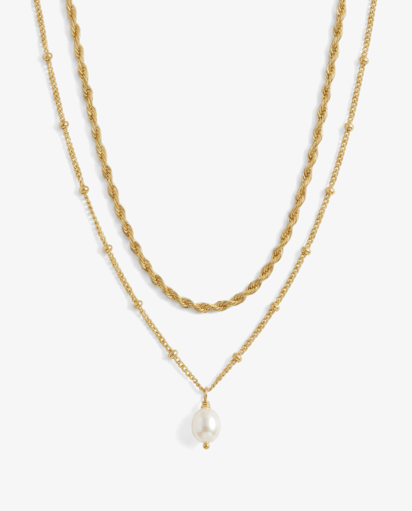 Pearl & Rope Necklace Set