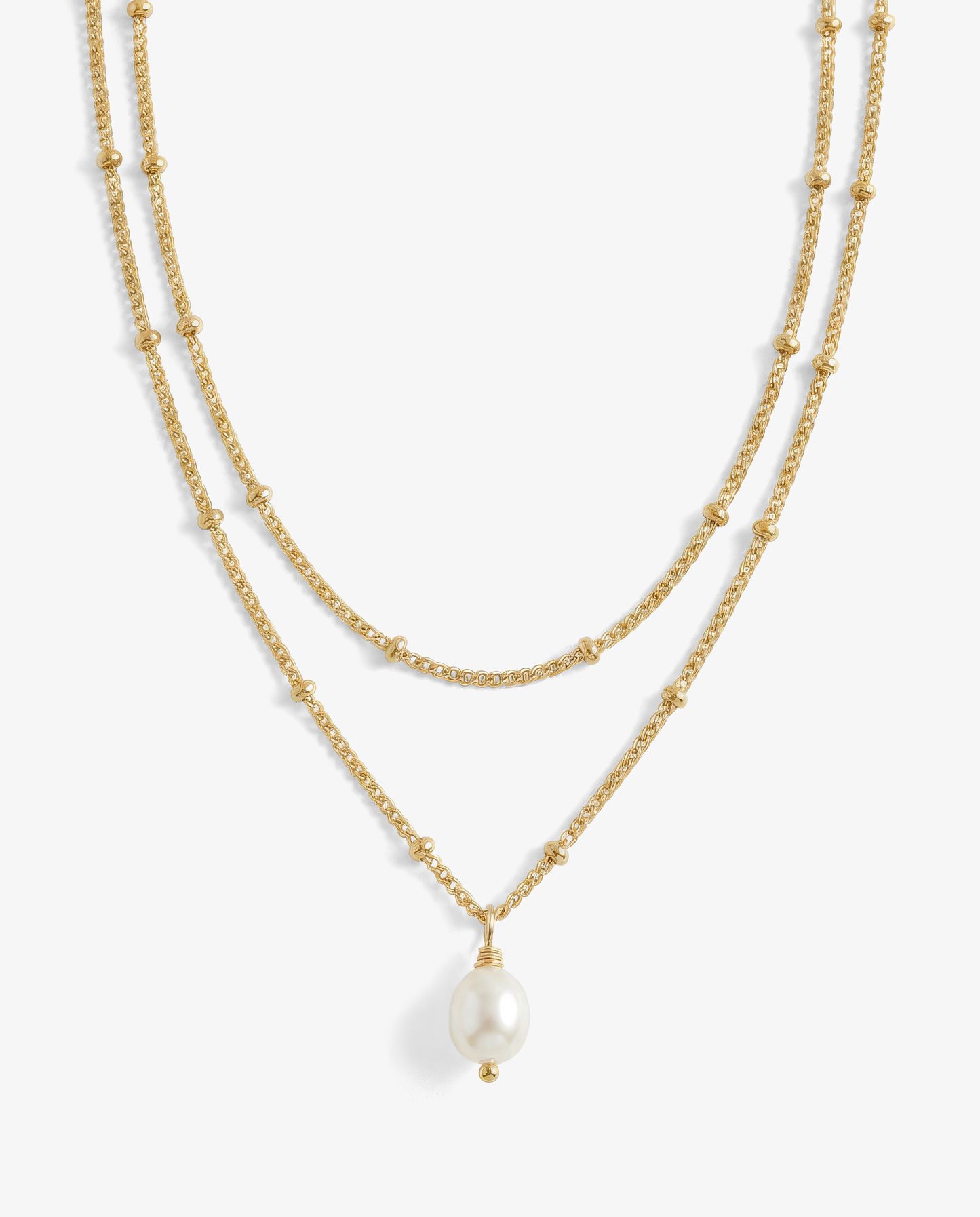 Pearl & Satellite Necklace Set