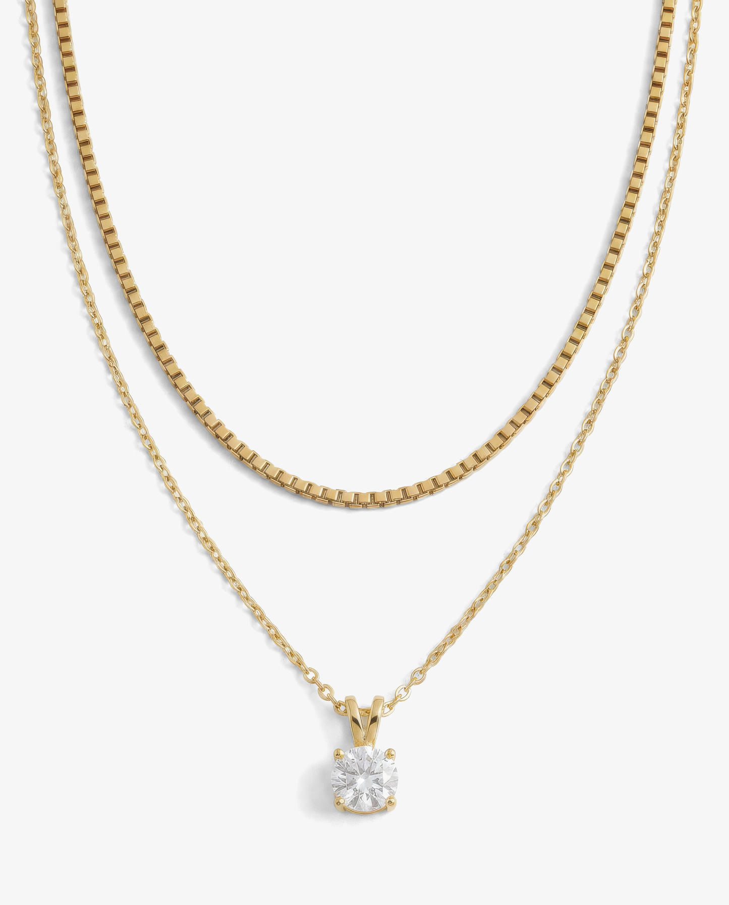 Solitaire & Box Necklace Set