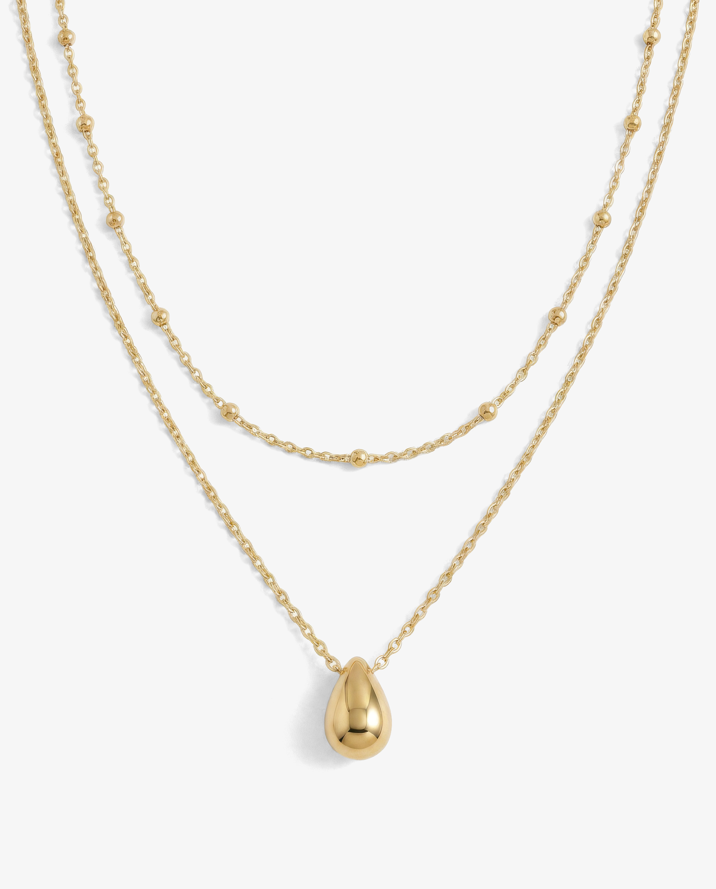 Pear & Beaded Cable Necklace Set
