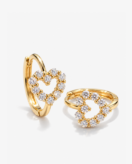 Pavé Heart Huggie Hoops