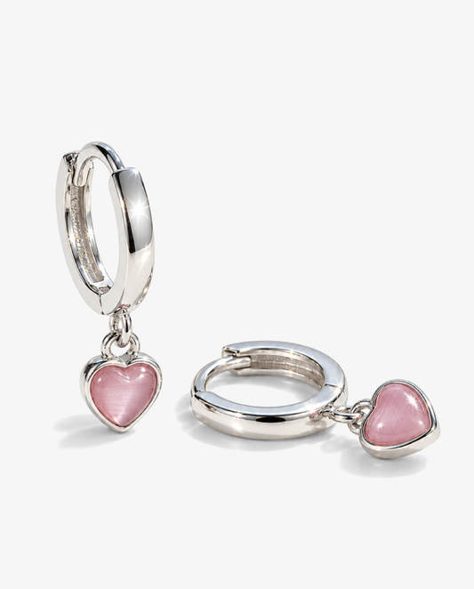 Natural Stone Heart Hoops