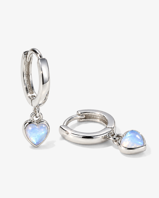 Natural Stone Heart Hoops