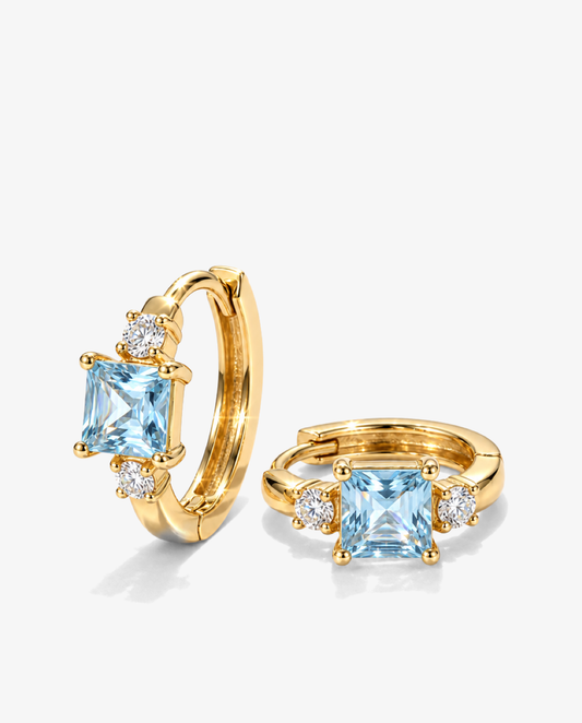 Blue Square Stone Huggies