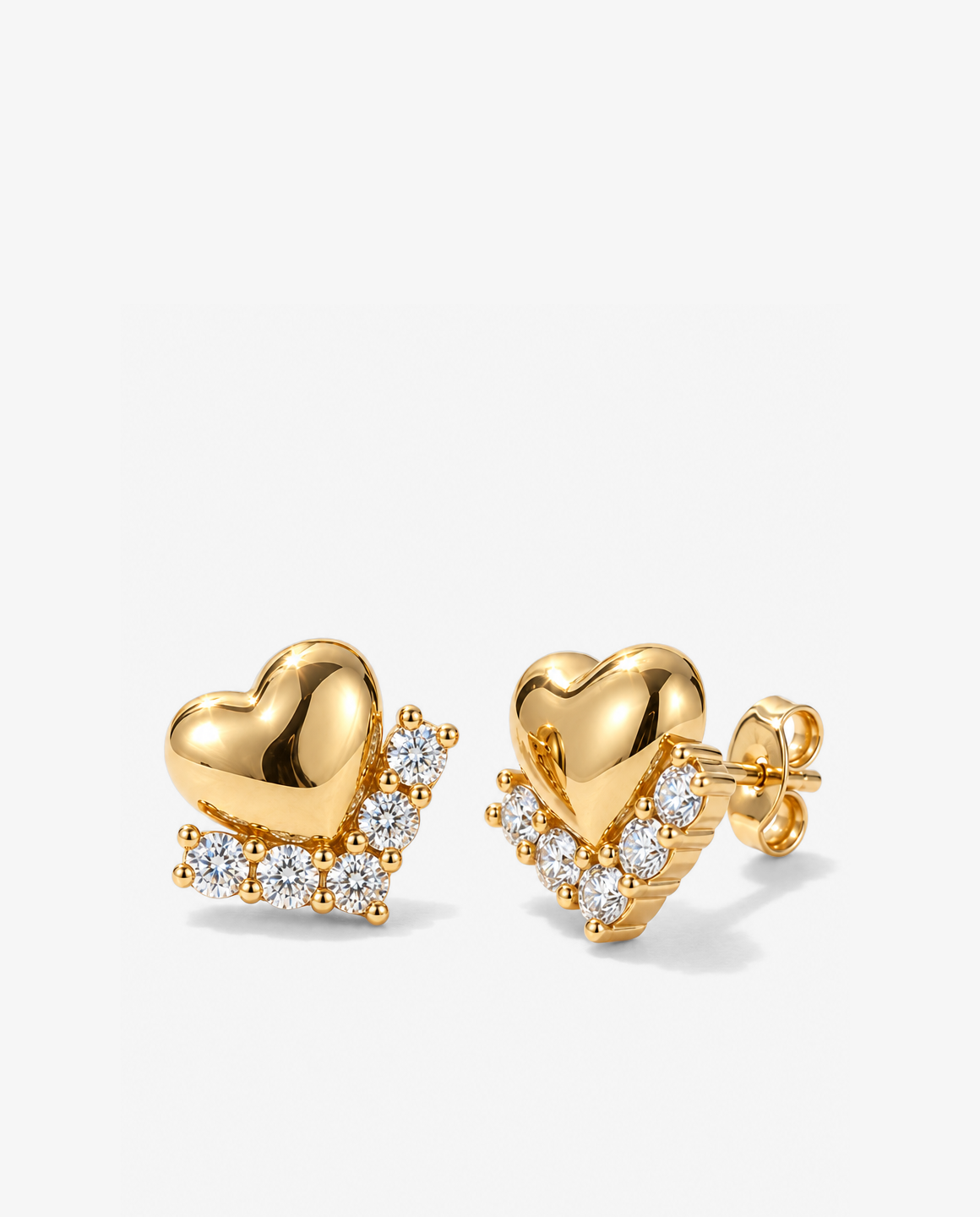 Puffed Heart Crystal Studs