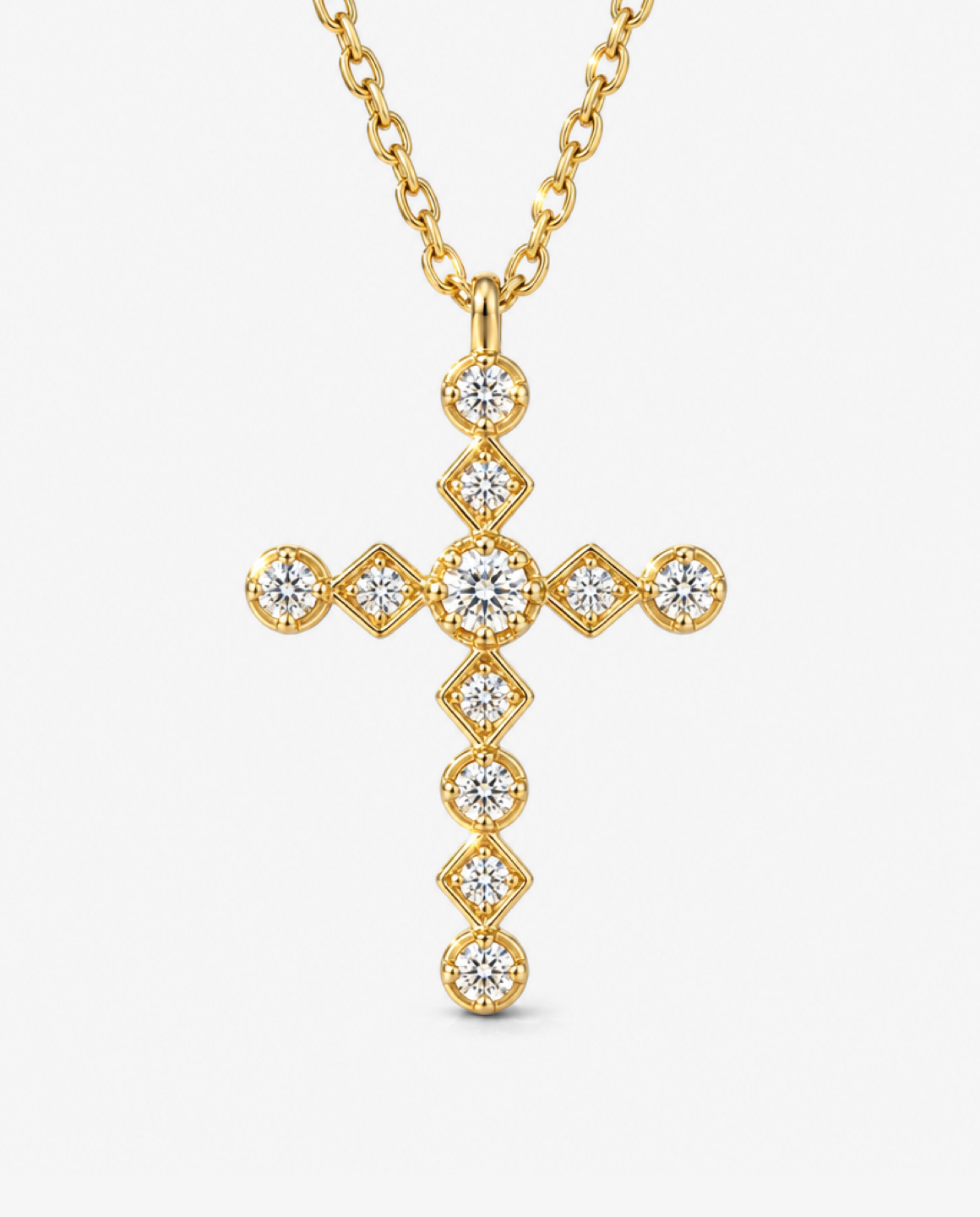 Mixed-Cut Cross Necklace