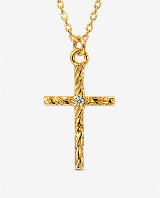Textured Cross Necklace