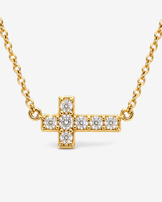 Horizontal Pavé Cross Necklace