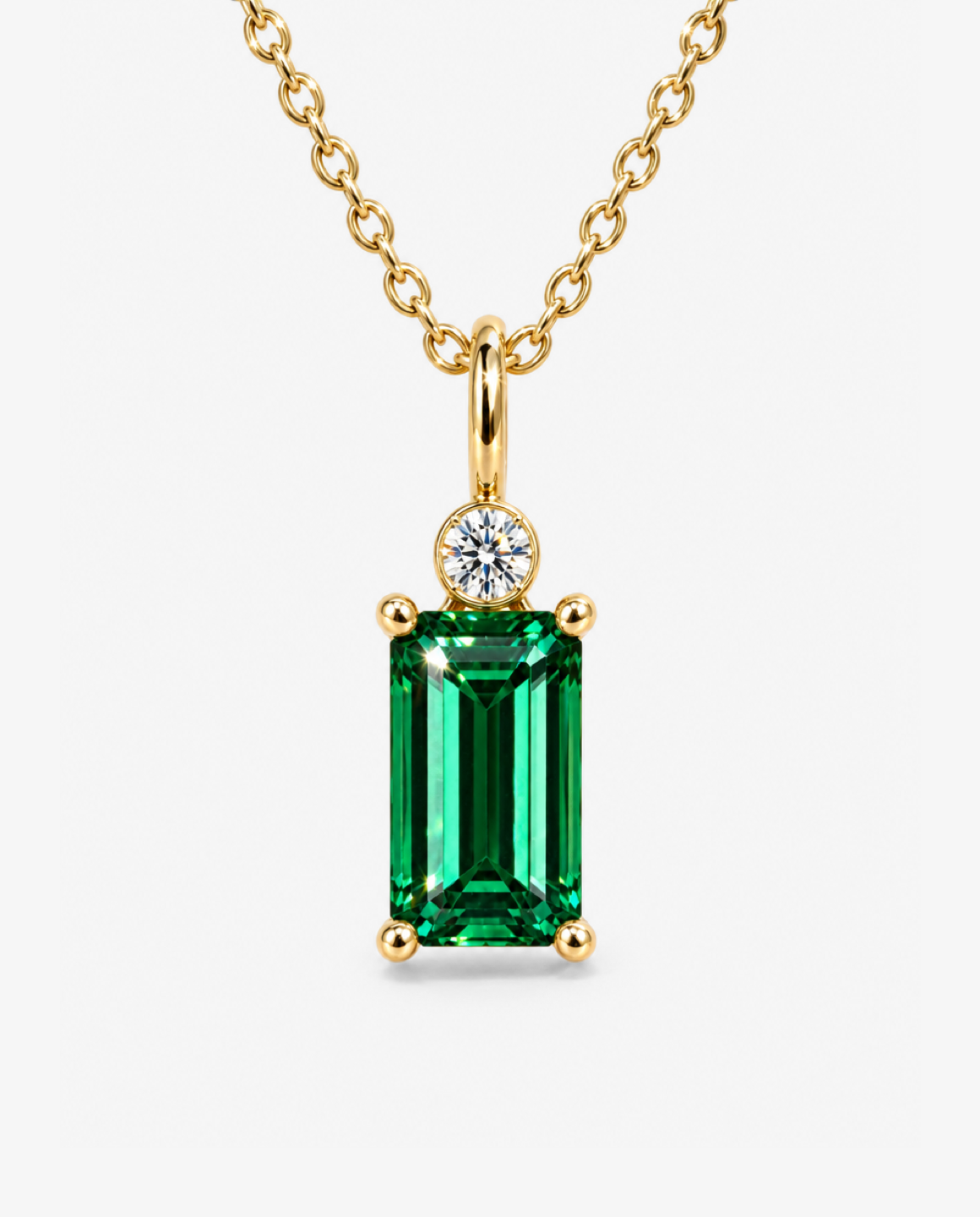 Green Crystal Baguette Necklace