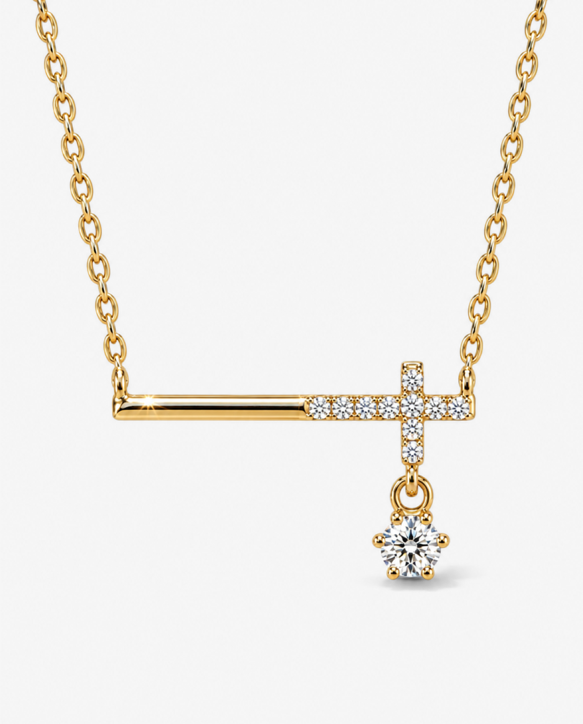 Pavé Cross Bar Necklace