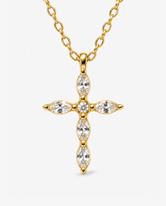 Flower Cross Pendant Necklace