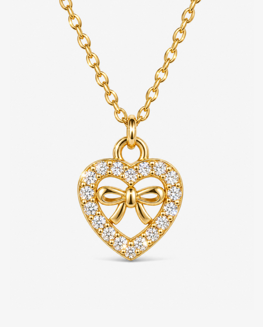 Bow Heart Necklace