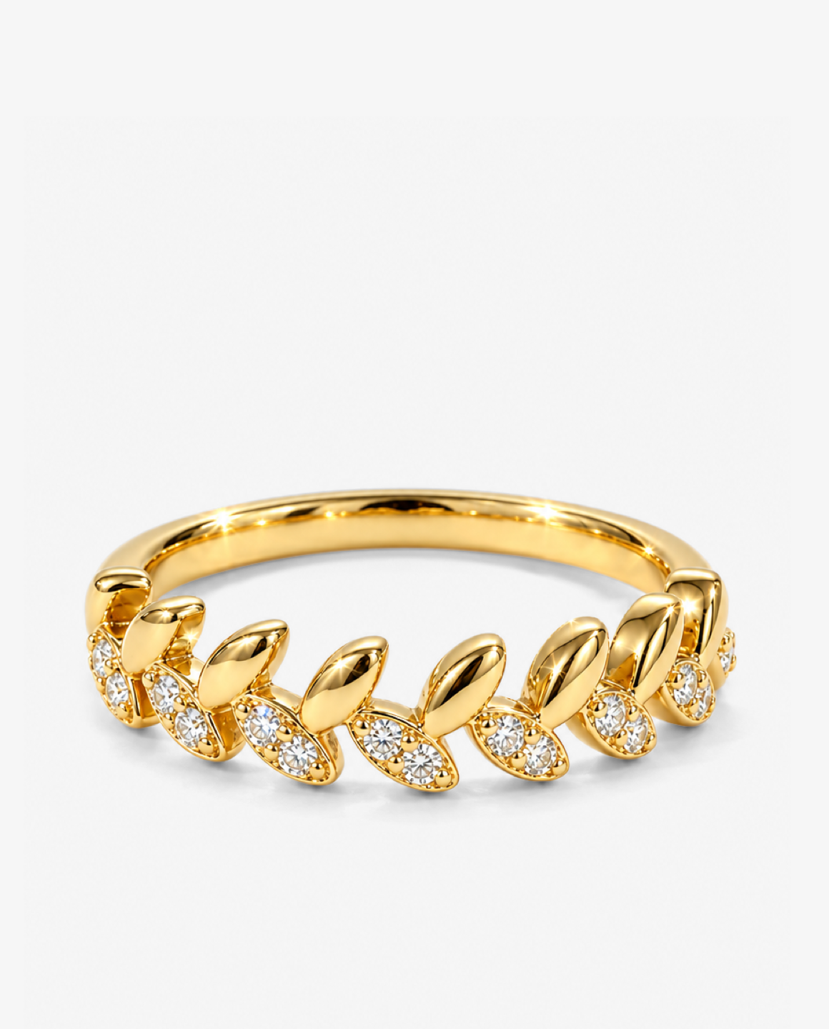 Leaf Pavé Ring