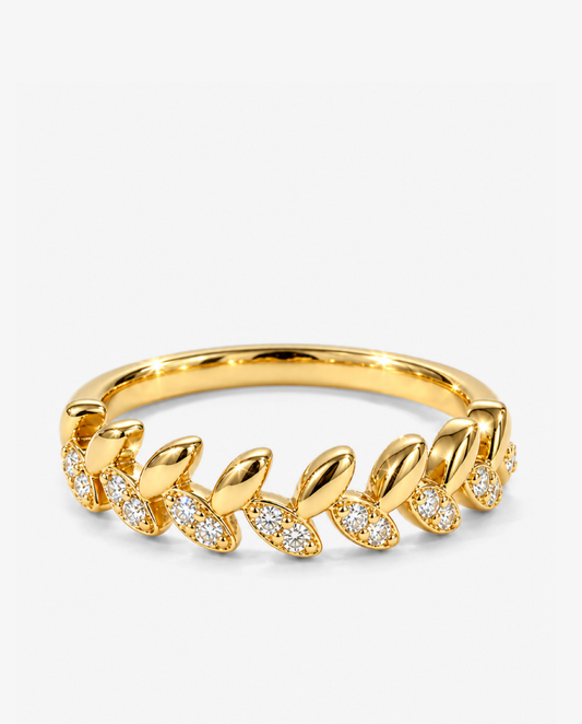 Leaf Pavé Ring