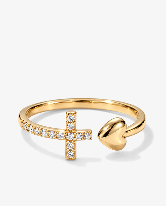 Heart & Cross Ring