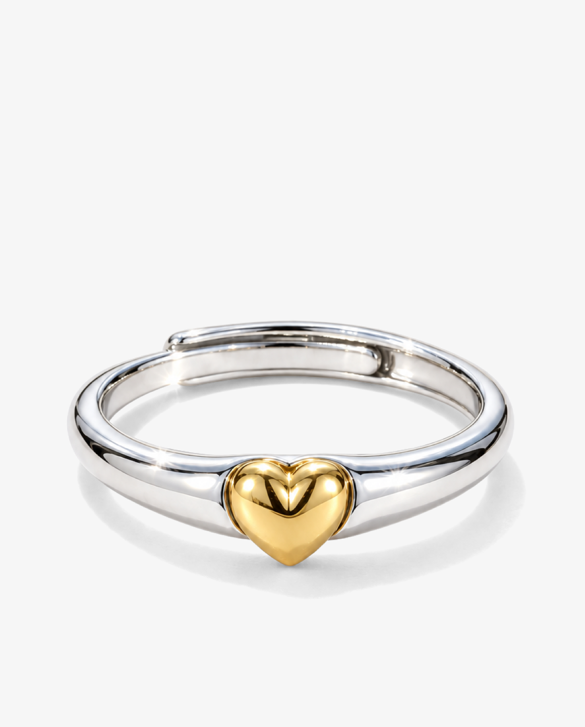 Adjustable Two-Tone Heart Ring