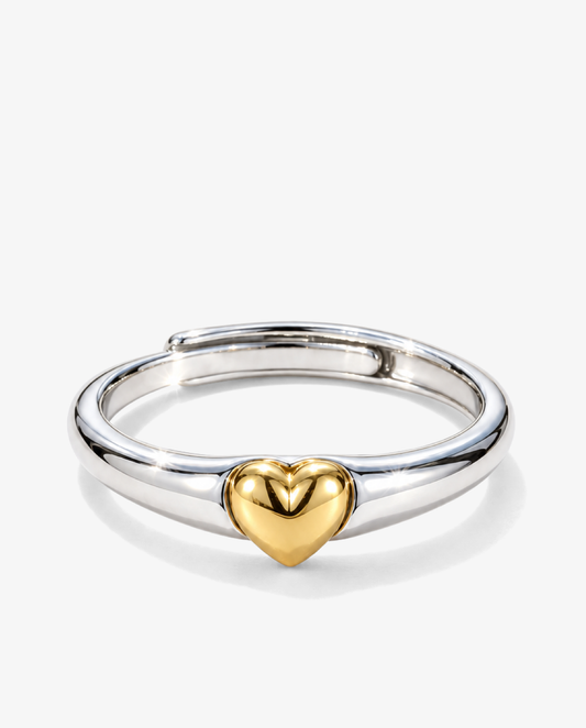 Adjustable Two-Tone Heart Ring