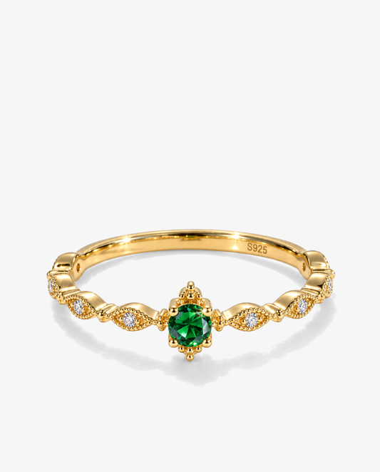 Green Crystal Crown Ring