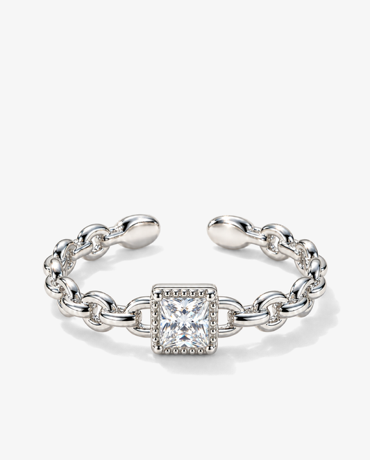 Square Zircon Chain Ring