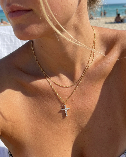 Pavé Cross & Cable Necklace Set