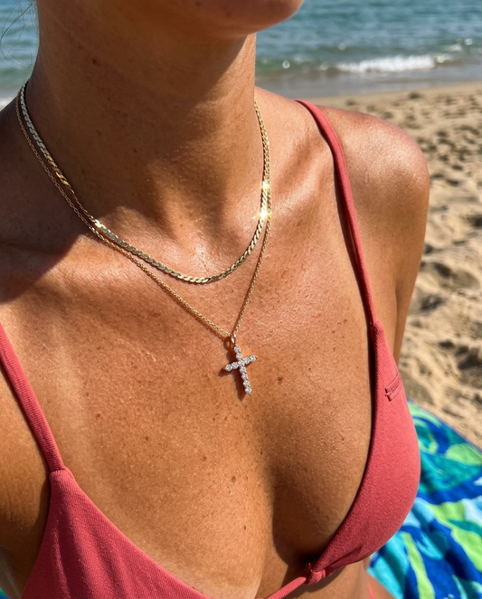 Pavé Cross & S-Chain Necklace Set