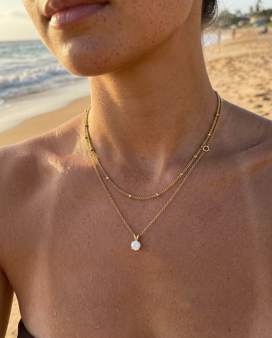 Solitaire & Satellite Necklace Set