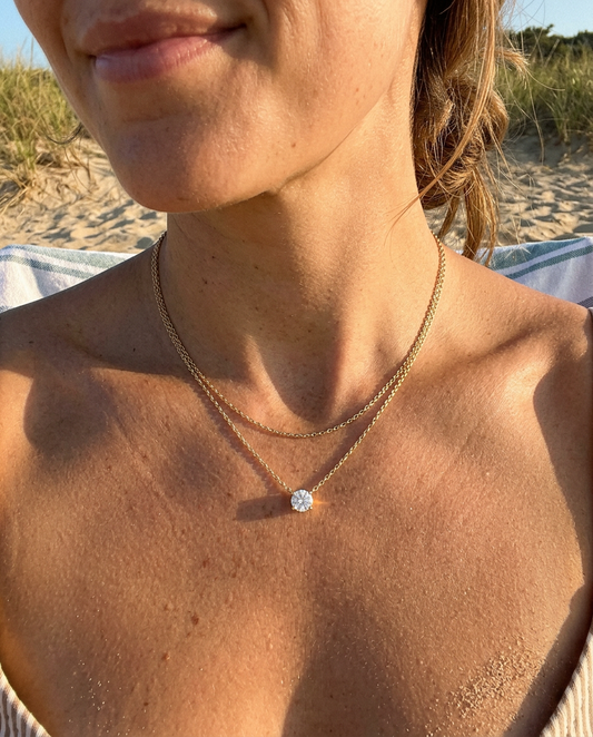 Everyday Solitaire & Cable Necklace Set